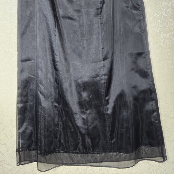 VTG Apostrophe Chiffon Satin Maxi Skirt 12 Black Union Made Label Party Formal - Picture 3 of 12
